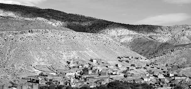 Kasbah of Ouarzazate in Morocco in black and white