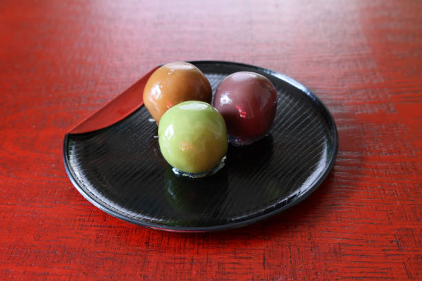 istock Bean‐paste ball that is japanese sweets on the plate. 1347763057