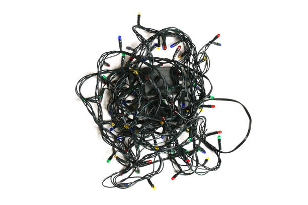 istock Christmas lights on the white background 1347764332