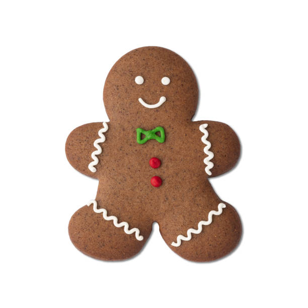 istock Man shaped traditional christmas gingerbread cookie isolated over white background 1347765484