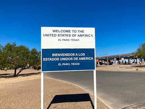 Border Sign: Welcome to the USA, El Paso, Texas