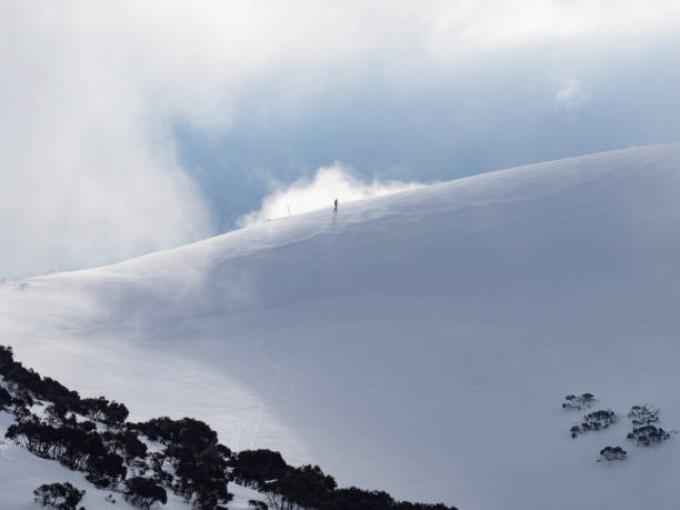 Snowshoeing on mountain ridgeline
