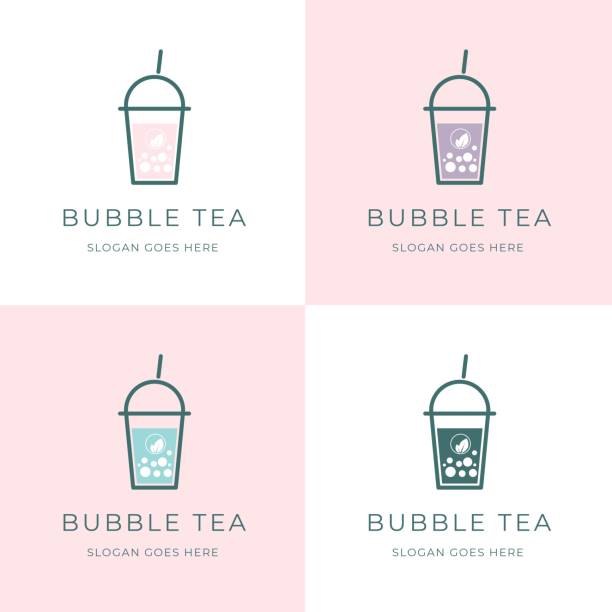 Bubble Tea Logo With Vintage Style Bubble Tea Logo With Vintage Style milk tea logo stock illustrations