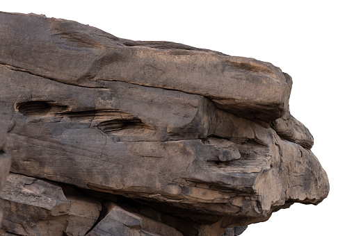 rock stone part of the mountain on white background isolate