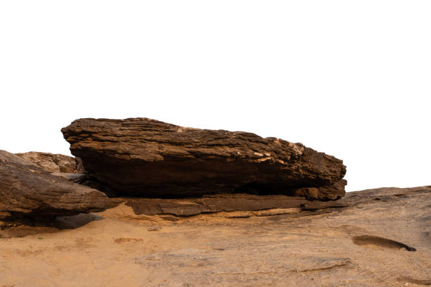 rock stone part of the mountain on white background isolate
