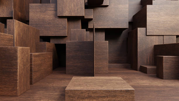 istock Abstract Empty Background of Wood Cubes 1347813088