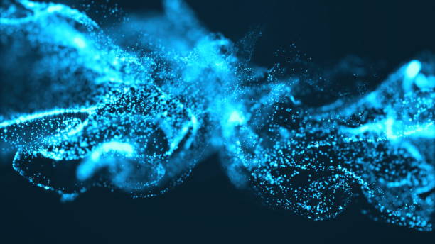 istock 3d rendering Abstract blue color digital particles wave with bokeh and light background 1347814743