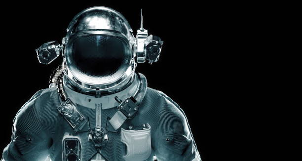 istock 3d rendering of Astronaut cosmonaut in dark deep space background. Science wallpaper. close-up view 1347815065