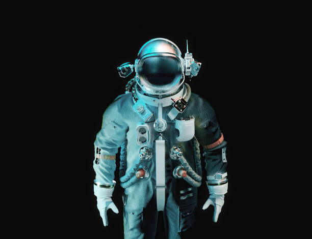 istock 3d rendering of Astronaut cosmonaut in dark deep space background. Science wallpaper. close-up view Twinkling eyes 1347815078