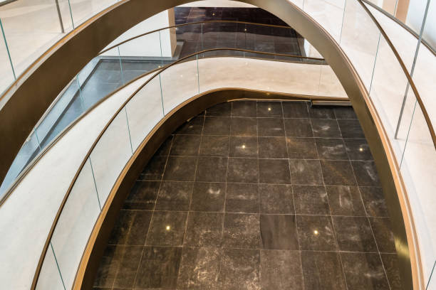 istock empty ground floor inside of modern building for exhibition and copy space. 1347815733