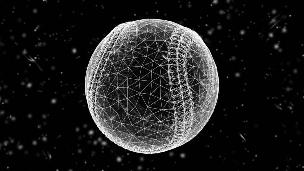 istock 3D mesh of a baseball isolated on black abstract background. 1347821015