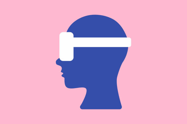 Metaverse icon Metaverse illustration. Human wearing a VR virtual reality headset.  irtual world symbol. Vector. metaverse stock illustrations