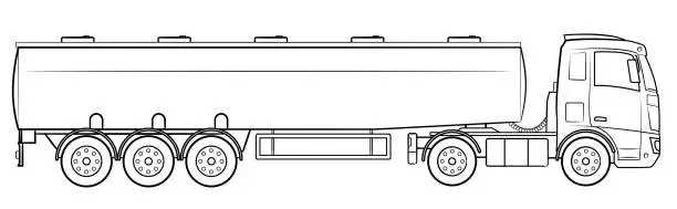 Vector illustration of Semi trailer tank truck - vector illustration.