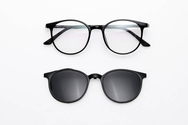 istock Fashion sunglasses black frames on white background. 1347822415
