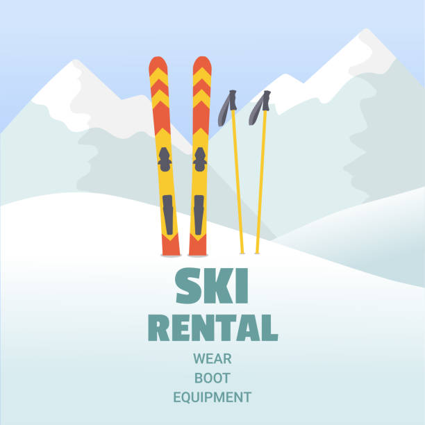 шаблон проката лыж. - ski resort mountain winter mountain range stock illustrations