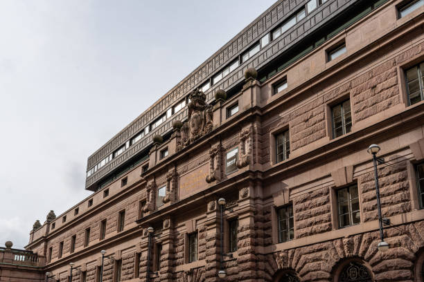 Stockholm, Sweden - August 10, 2019: Ricksdag Government Building in Gamla Stan