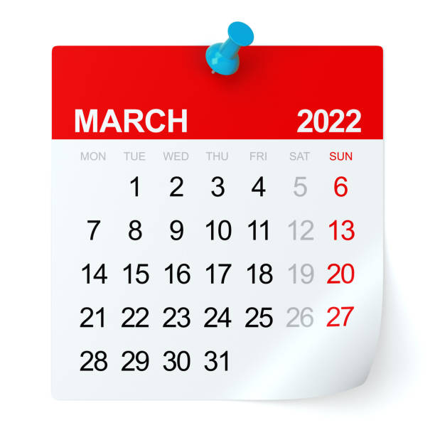 istock March 2022 - Calendar. Isolated on White Background. 3D Illustration 1347833543