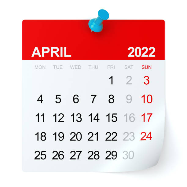 istock April 2022 - Calendar. Isolated on White Background. 3D Illustration 1347833554