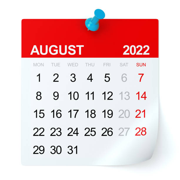 istock August 2022 - Calendar. Isolated on White Background. 3D Illustration 1347833566