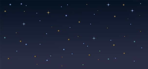 Night starry sky. Illustration in cartoon style flat design. Heavenly atmosphere. Vector.