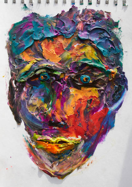 istock Man Face, Children Drawing From Play Clay, Grange Multi-layer Paint 1347841499