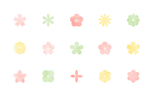 Set of simple flower icons
This illustration has elements of plant, cherry blossom, plum, cute, spring etc.