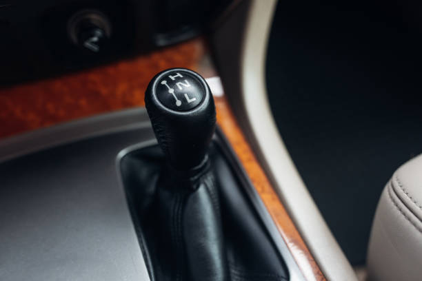 istock Handle stick of interlocks, drive and low gear at SUV off road car 1347845320