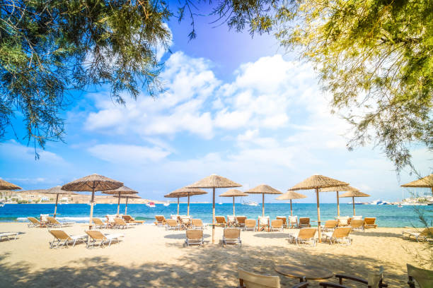 istock Romantic beach at greek island 1347848897