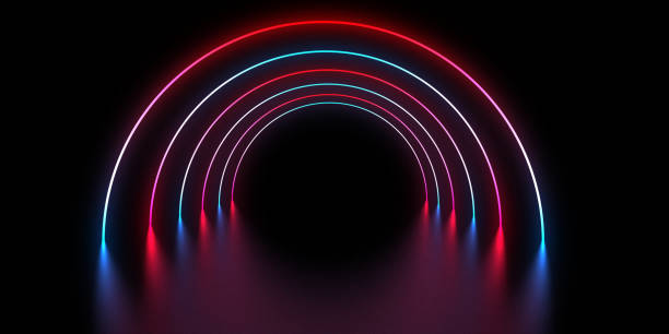 istock 3D abstract background with neon lights. neon tunnel  .space construction . .3d illustration 1347852450