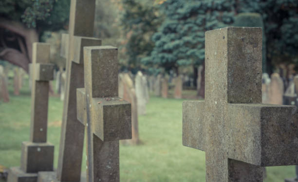 istock Crosses at the cemetery. 1347853440