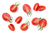 Cut Cherry Tomatoes Isolated On White Background