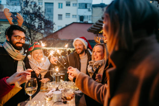 istock Having fun with friends on Christmas market 1347856367