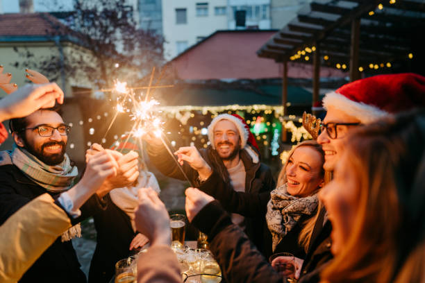 istock Having fun with friends on Christmas market 1347856368