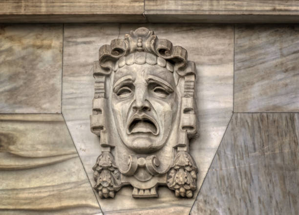 Bas relief sculpture as decorative element on exterior wall in Barcelona, Spain.