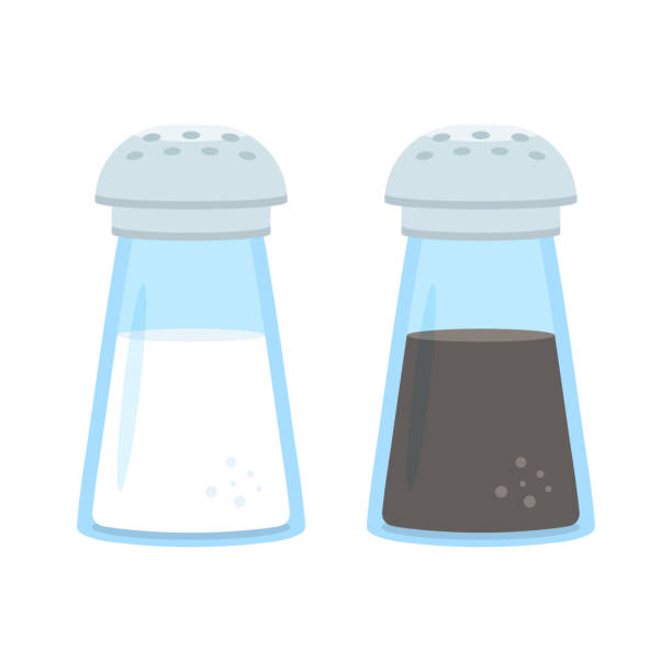 ilustrações de stock, clip art, desenhos animados e ícones de glass salt and pepper shakers icon set. vector illustration - salt