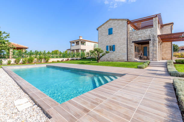 istock Luxurious beautiful modern villa with yard garden 1347867316