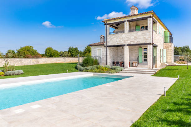 istock Luxurious beautiful modern villa with yard garden 1347867327