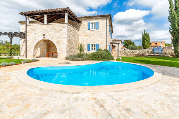 istock Luxurious beautiful modern villa with yard garden 1347867329