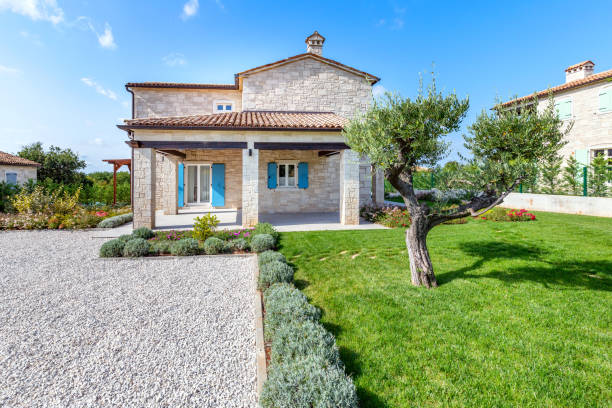 istock Luxurious beautiful modern villa with yard garden 1347867416