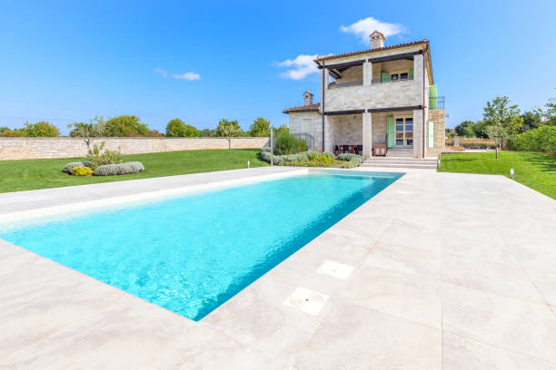 istock Luxurious beautiful modern villa with yard garden 1347867441