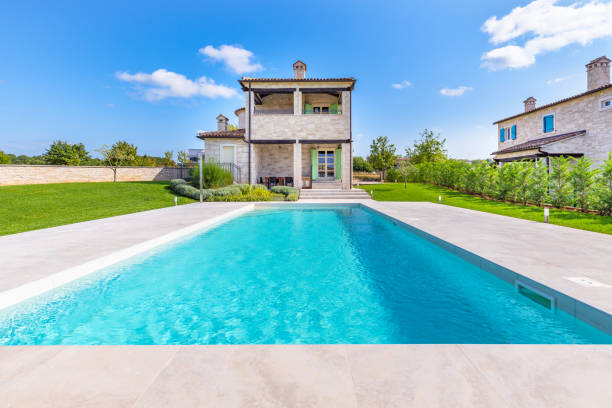 istock Luxurious beautiful modern villa with yard garden 1347867443