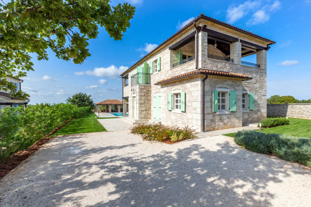 istock Luxurious beautiful modern villa with yard garden 1347867450
