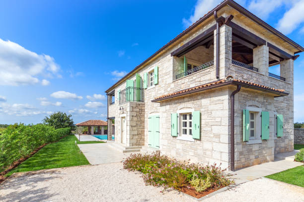 istock Luxurious beautiful modern villa with yard garden 1347867476