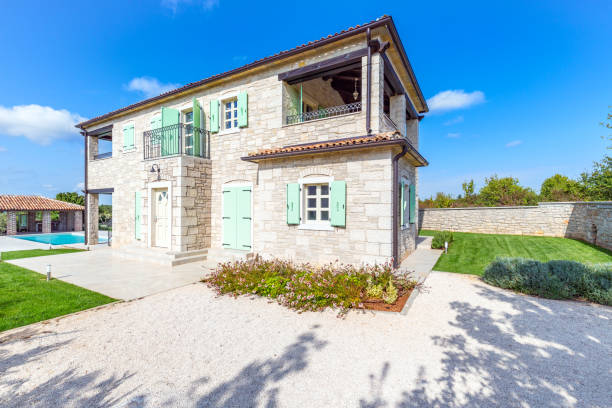 istock Luxurious beautiful modern villa with yard garden 1347867482