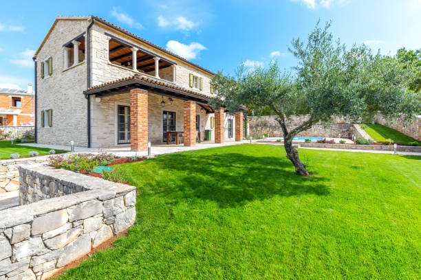 istock Luxurious beautiful modern villa with yard garden 1347867493