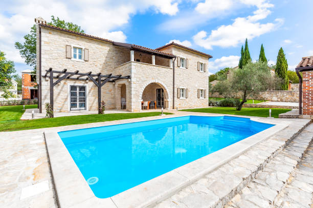 istock Luxurious beautiful modern villa with yard garden 1347867507