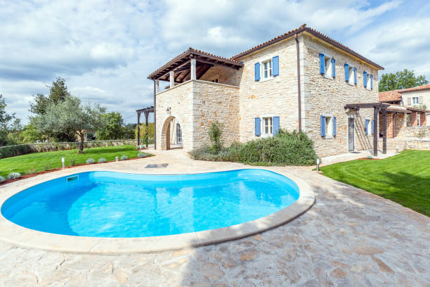 istock Luxurious beautiful modern villa with yard garden 1347867510