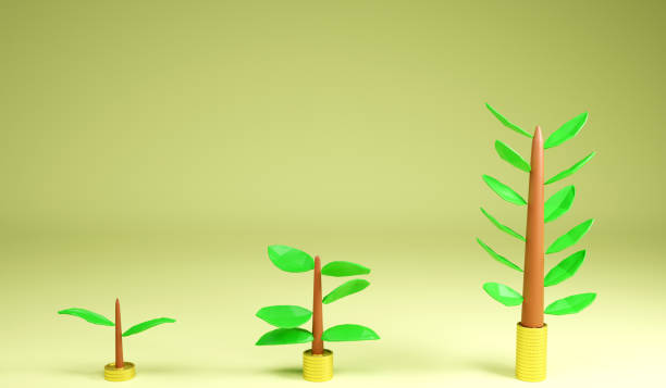 istock 3D rendering the growth of saving is look like the growth of tree 1347868707