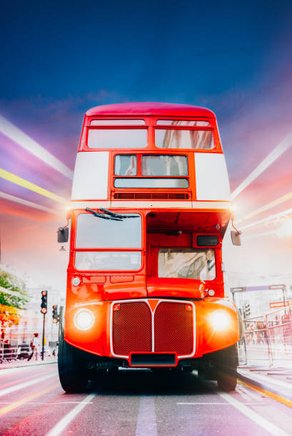 istock London Old Red Bus in motion with light trails 1347870658