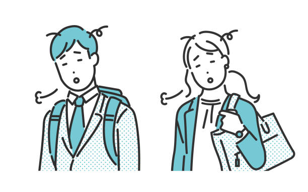 A tired-looking businessperson. A tired-looking businessperson. gender change stock illustrations
